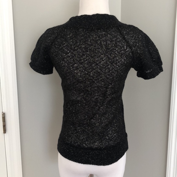 DVF black & gold puff sleeve crossover v-neck sweater Med - Picture 4 of 6